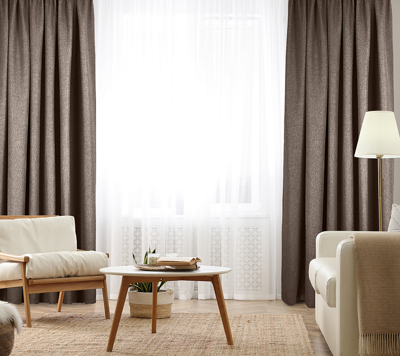 Штора Димаут Рогожка с креплением Шторная тесьма v25. Фото 2