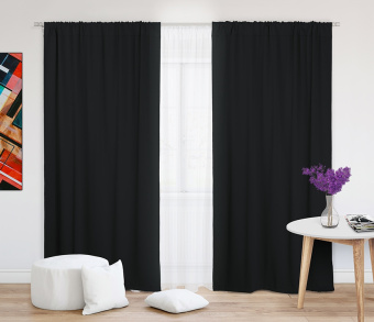 Шторы Премиум черные на кулиске. Фото 2