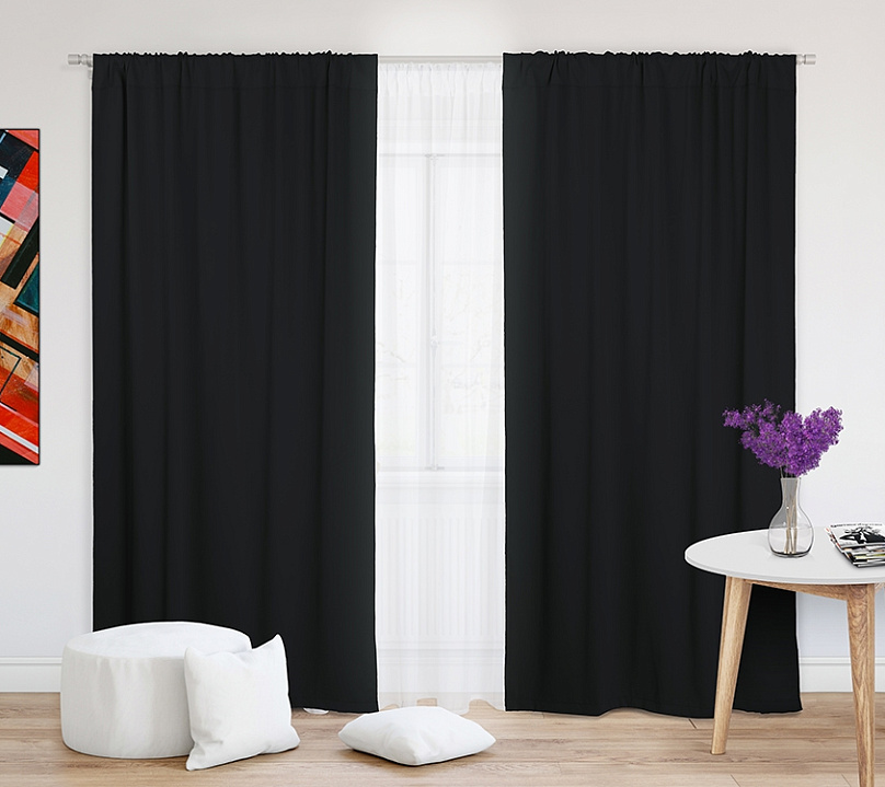 Шторы Премиум черные на кулиске. Фото 2