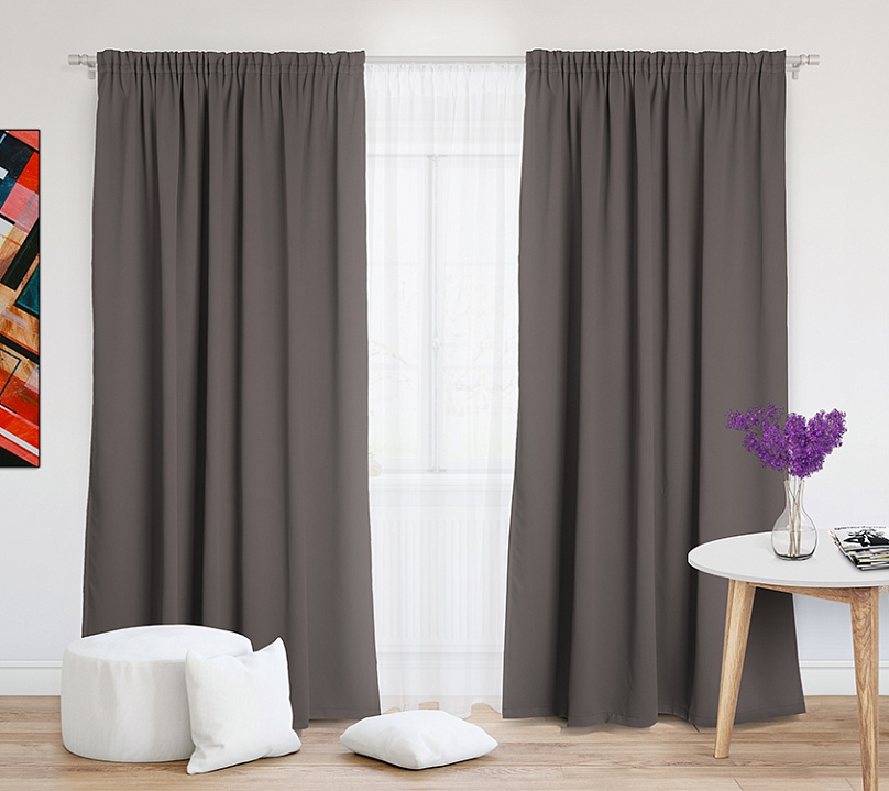 Шторы Премиум светло-коричневые на тесьме. Фото 2