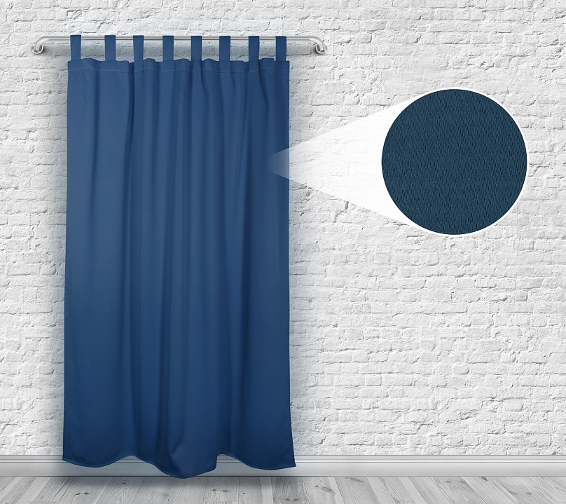 Шторы Премиум темно-синие на петлях на липучках. Фото 4