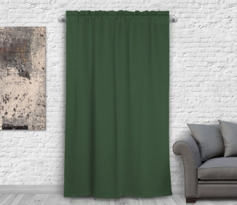 Шторы Премиум темно-зеленые на кулиске с гребешком. Фото 3