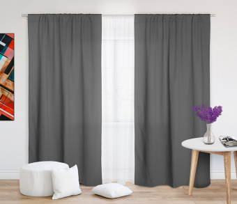 Шторы Стандарт серые на кулиске. Фото 1