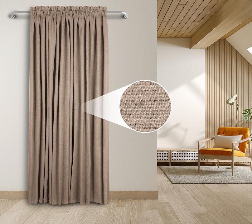 Штора Премиум Рогожка v03 с креплением Кулиса с гребешком. Фото 1