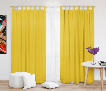 Шторы Эконом желтые на петлях без липучек. Фото 2