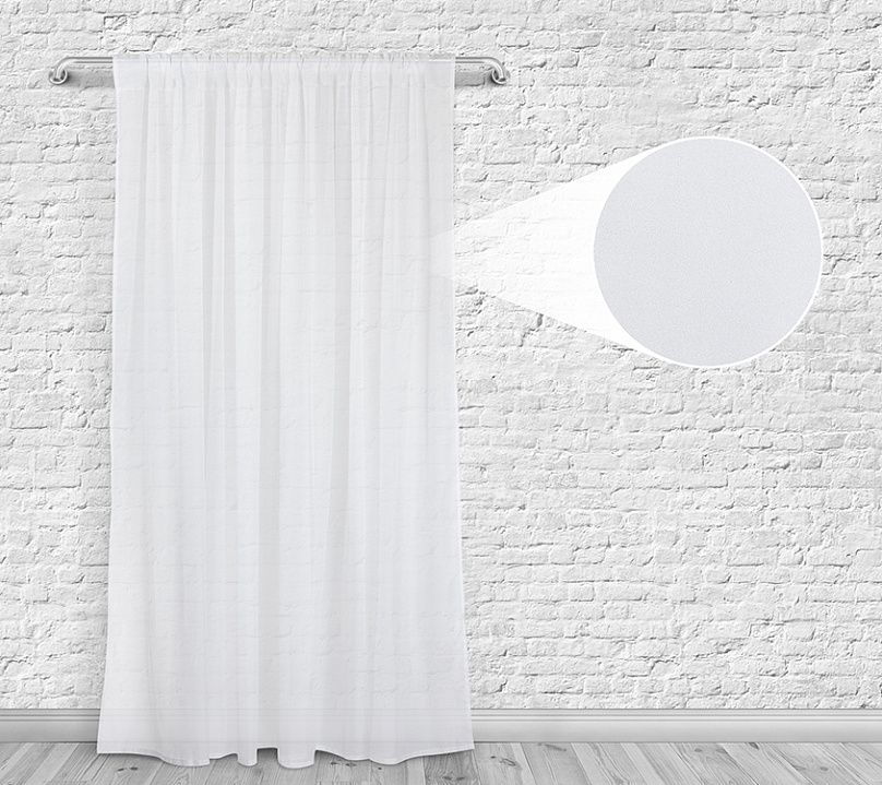 Вуаль однотонная белая на кулиске. Фото 4