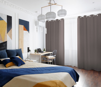 Шторы Премиум светло-коричневые на люверсах. Фото 1