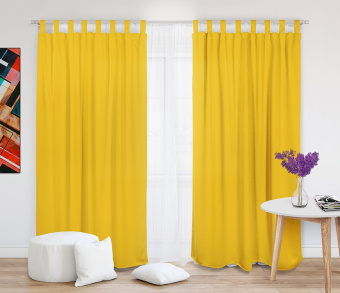 Шторы Стандарт желтые на петлях на липучках. Фото 1