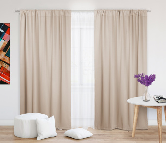 Шторы Премиум кремовые на кулиске. Фото 2