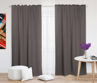 Шторы Премиум светло-коричневые на кулиске с гребешком. Фото 2