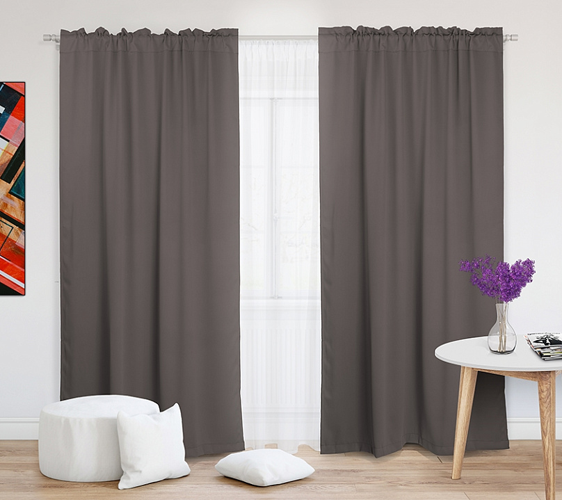 Шторы Премиум светло-коричневые на кулиске с гребешком. Фото 2